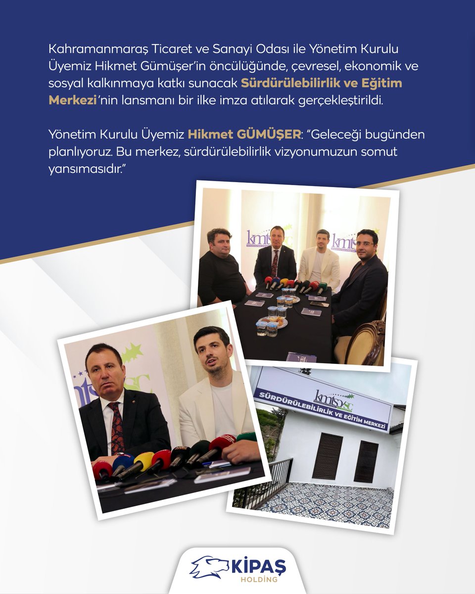 Kahramanmaraş Ticaret ve Sanayi Odası ile Yönetim Kurulu Üyemiz Hikmet Gümüşer’in öncülüğünde, çevresel, ekonomik ve sosyal kalkınmaya katkı sunacak Sürdürülebilirlik ve Eğitim Merkezi’nin lansmanı bir ilke imza atılarak gerçekleştirildi.