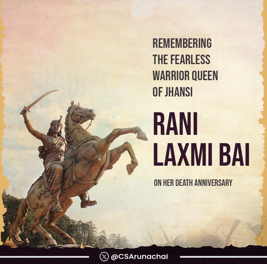 On her death anniversary, we honor Rani Lakshmi Bai, the fearless warrior queen of Jhansi. Her unmatched courage during the 1857 revolt stands as a timeless symbol of resistance and patriotism. She lived and sacrificed her life for freedom, inspiring generations with her valor