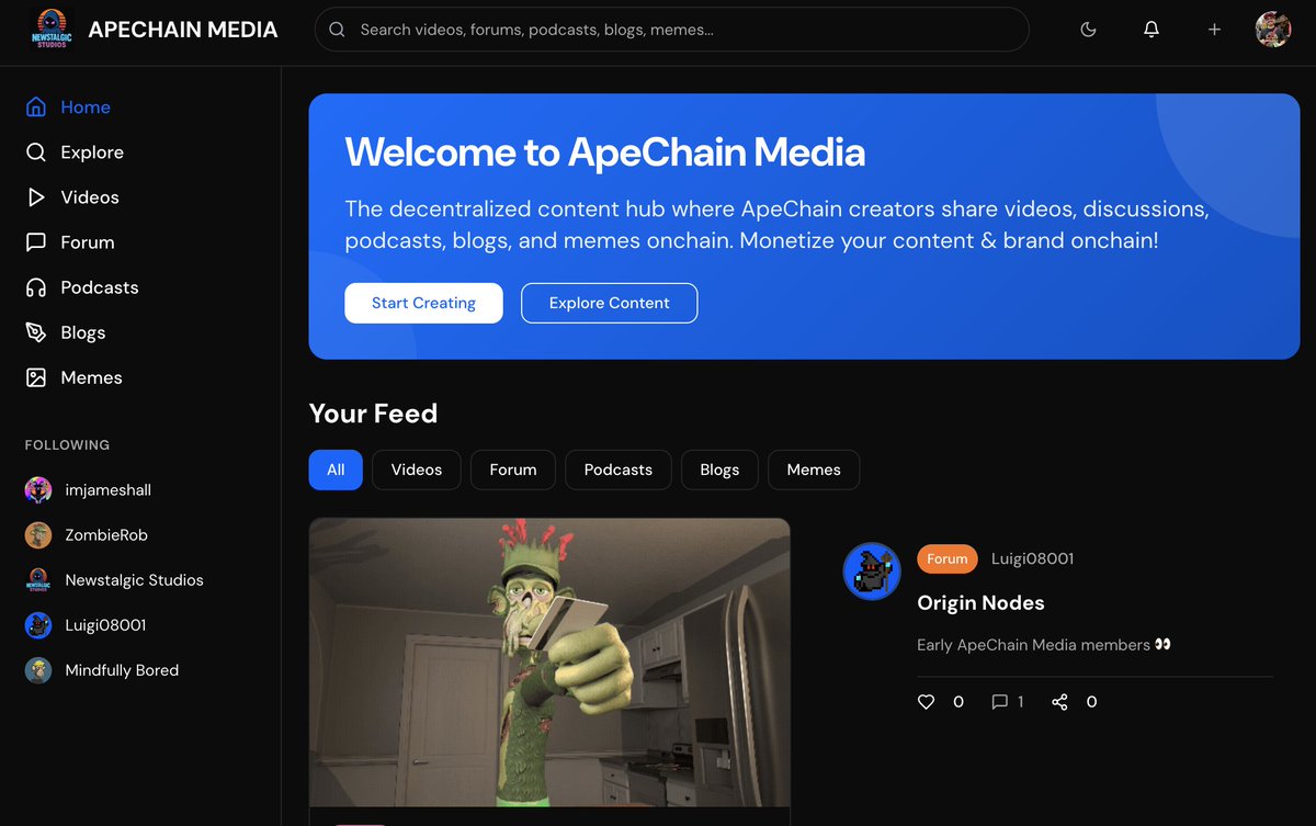 ryancsmith.eth π¦ π (@ryancsmith2222) on Twitter photo ApeChain Media platform is coming along nicely - really appreciate all the early users!
Special s/o to <a href="/luigi08001/">Luigi08001 π§ββοΈπͺ | π¦</a> who's given a ton of early feedback & helped me iterate quickly on a few of these things ApeChain Media platform is coming along nicely - really appreciate all the early users!
Special s/o to <a href="/luigi08001/">Luigi08001 π§ββοΈπͺ | π¦</a> who's given a ton of early feedback & helped me iterate quickly on a few of these things