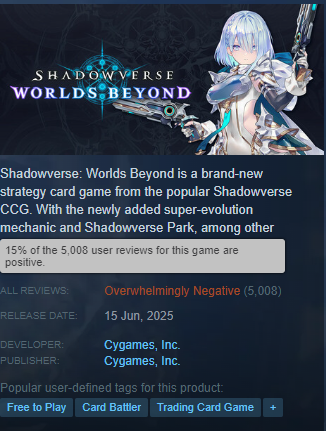 ms06drive's tweet photo. @shadowversegame Congratulations on being one of the most downvoted games on Steam! Truly a well deserved achievement. https://t.co/5mdu0VCn8J