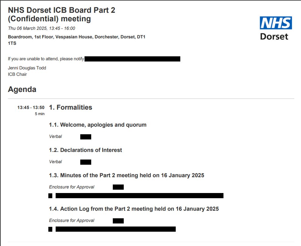 dolphinpcb's tweet image. @NHSDorset I asked for a copy of the Part 2 (confidential) agenda redacted to hide any confidential information

This is what I received

#OpenDemocracy

whatdotheyknow.com/request/board_…