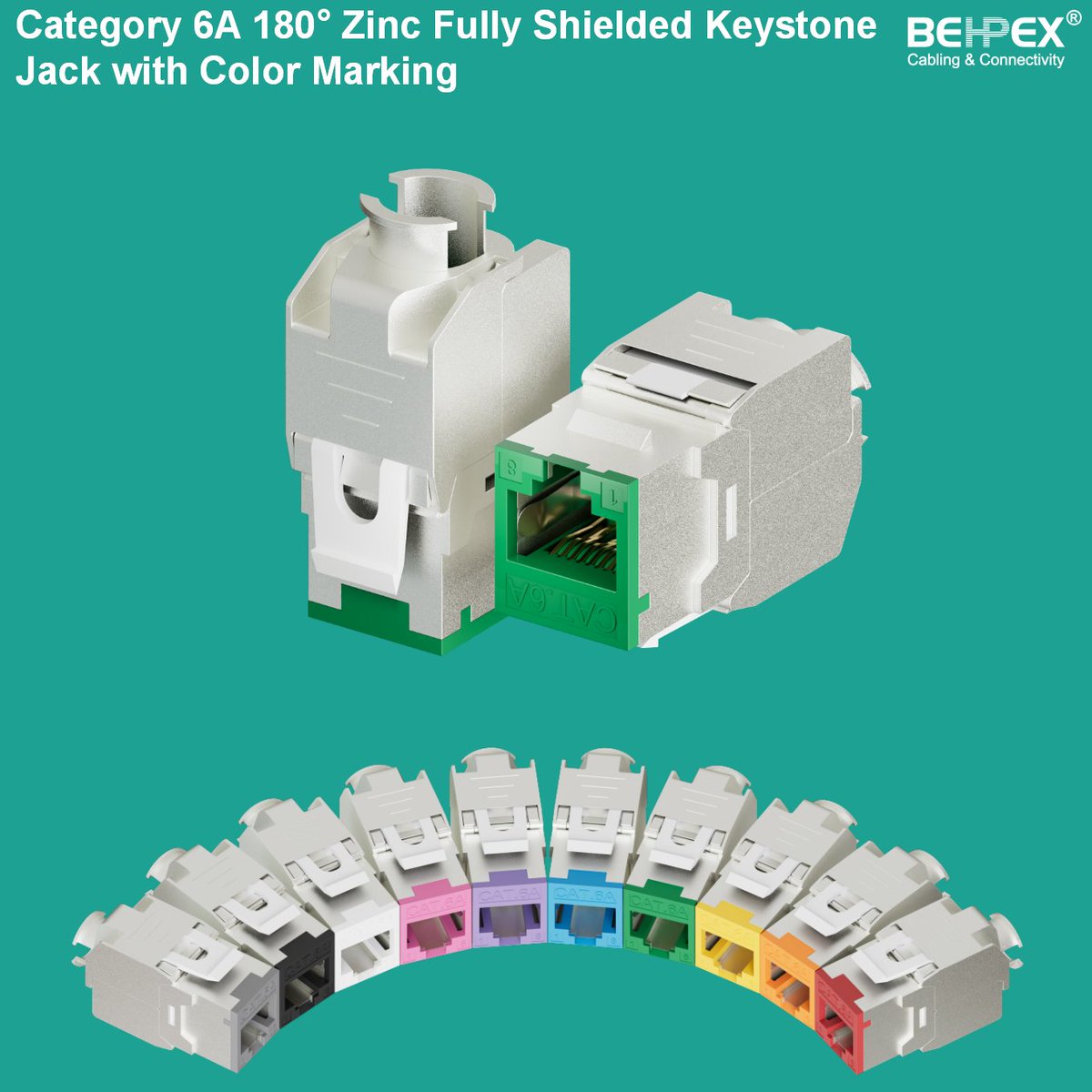 FondAV_Cable's tweet photo. Category 6A 180° Zinc Fully Shielded Keystone Jack with Color Marking
#shielded  #keystonejack #cat6a #cat6 #toolless https://t.co/pf8ON6lmPN