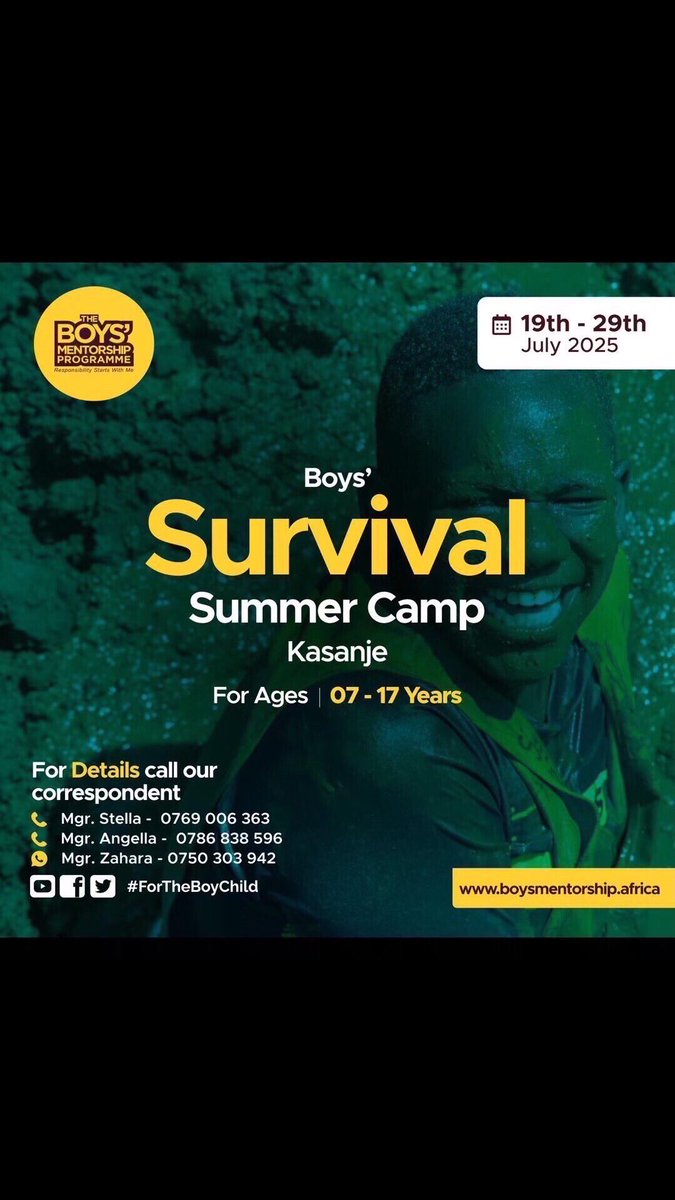 BoyMentorship's tweet image. Reminding you about our Summer Boys Camp this July....
It's a survival based camp...
Reinforcing discipline , Masculinity & Responsibility