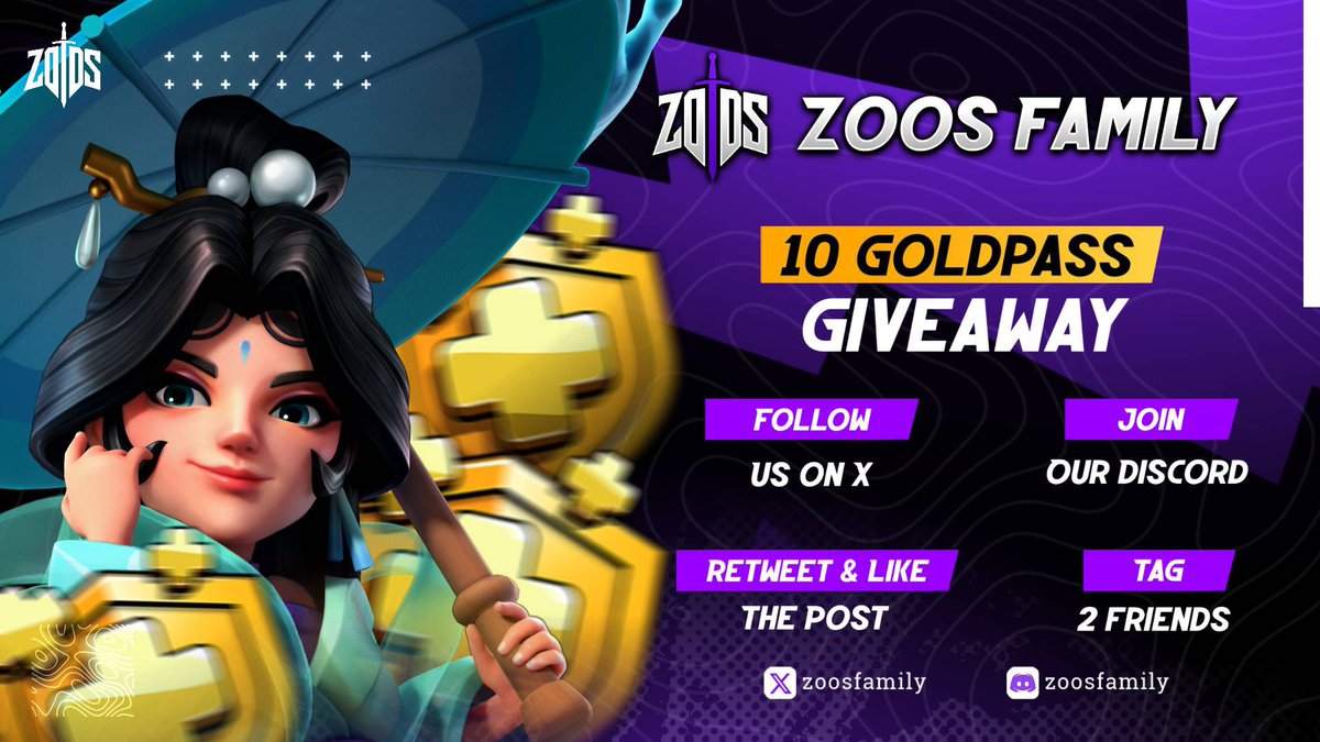 🚨 GIVEAWAY ALERT 🚨
Win 1 of 10 Gold Passes!🔥

To enter:
1️⃣ Follow, Like &amp; RT
2️⃣ Join our Discord
3️⃣ Tag 2 friends

💰 More events &amp; giveaways coming soon! 
🗓️ Winners announced: 5 July 
🔗 discord.gg/zoosfamily

#ClashOfClans #Giveaway #GoldPass