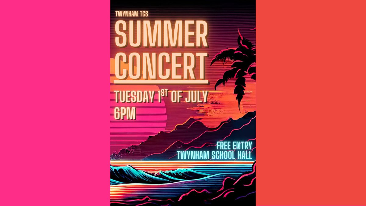 We're excited to invite you to our Twynham TGS Summer Concert

WHEN: 1st July
TIME: 6pm 
WHERE: Twynham School Hall
TICKETS:  FREE ENTRY.  No need to sign up

We look forward to seeing you there!

#twytgsdna #proud #aspirational #livemusic #summerconcert