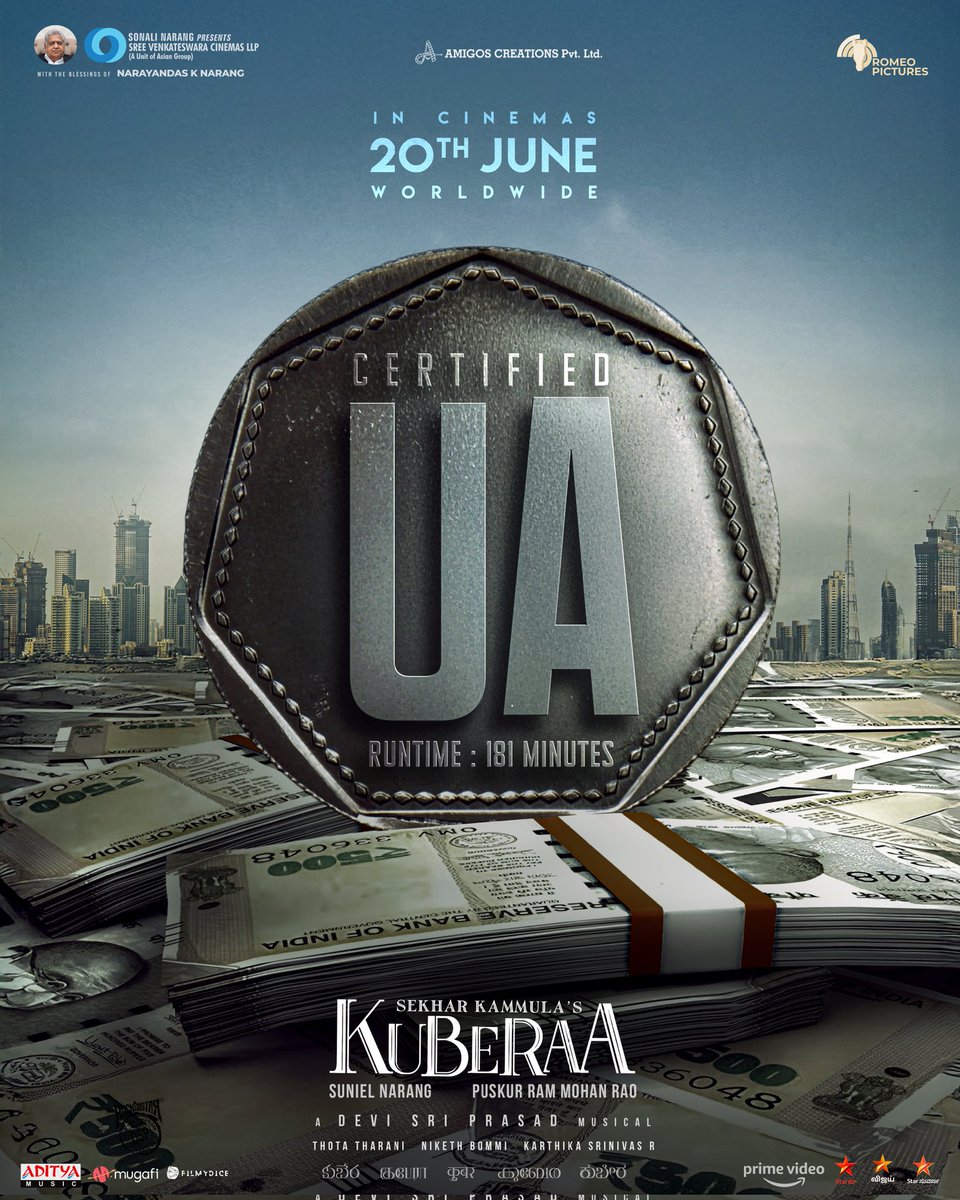 Kuberaa Movie (@kuberaathemovie) on Twitter photo 181 minutes of drama, emotion, love, greed, thrill, and everything in between!
#Kuberaa - A complete U/A socio-drama that promises a fresh cinematic experience ❤️🔥
Book your tickets now: bookmy.show/Kuberaa 
#Kuberaa in cinemas June 20, 2025.
#SekharKammulasKuberaa 181 minutes of drama, emotion, love, greed, thrill, and everything in between!
#Kuberaa - A complete U/A socio-drama that promises a fresh cinematic experience ❤️🔥
Book your tickets now: bookmy.show/Kuberaa 
#Kuberaa in cinemas June 20, 2025.
#SekharKammulasKuberaa