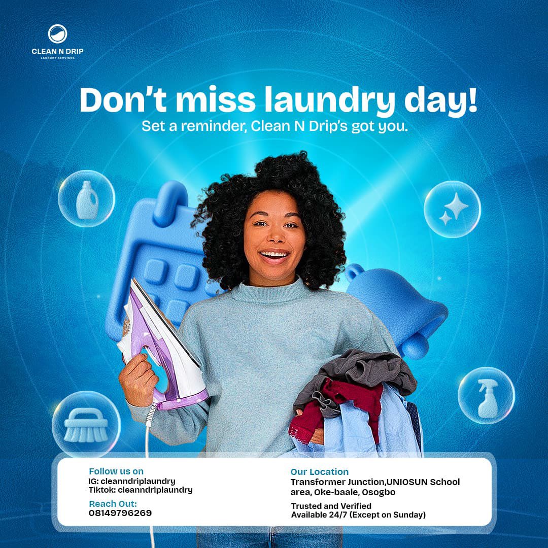 cleanndrip_'s tweet photo. 📅 Don’t Let Laundry Sneak Up on You
Book your slot early this week with Clean N Drip.
Fresh fits, zero stress.
Drop a 🧺 in the comments if you’re scheduling this week!
#LaundryReminders #CleanNDrip https://t.co/z7n0s5fees