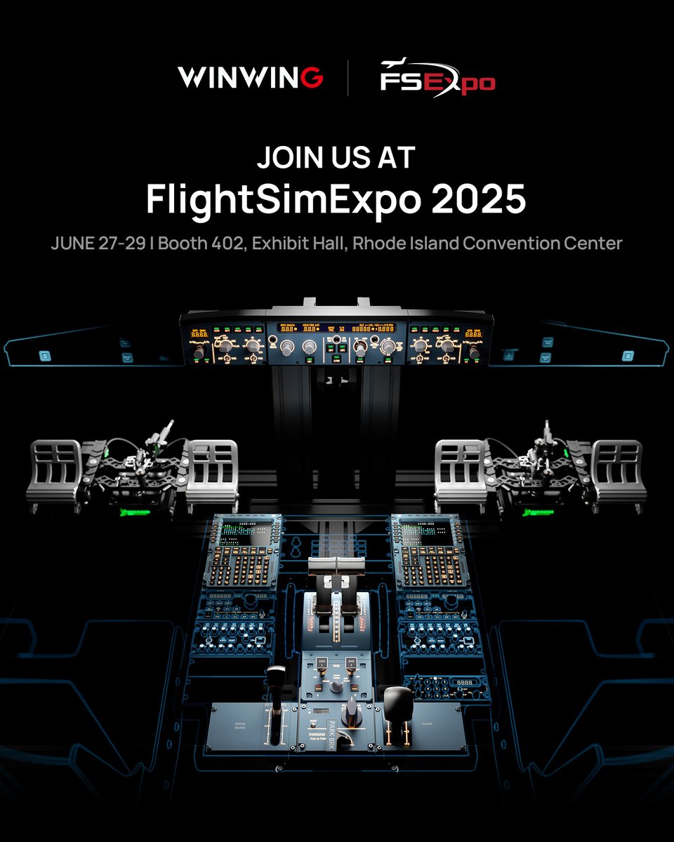 To all WINWING pilots,

We are back to FlightSimExpo 2025!
Join us in Providence at Rhode Island Convention Center on June 27-29.

Discover our latest training-level gears, experience our full combat and airline cockpit setups, and get an exclusive preview of what's coming next.