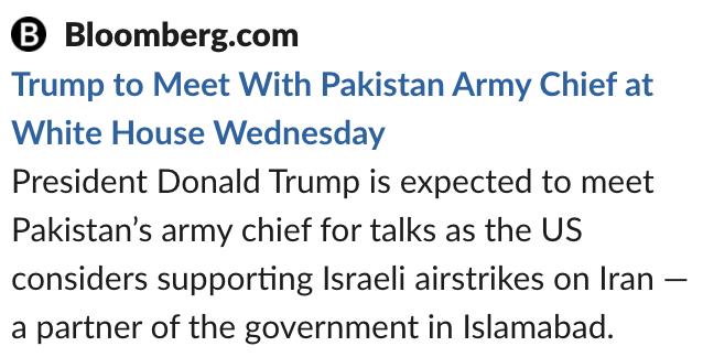 akshat_hk's tweet image. Trump leaving G7 early + last minute meeting with military dictator of Pakistan = Trump planning airstrikes on Iran, and expects to use Pakistani airbases to do so?