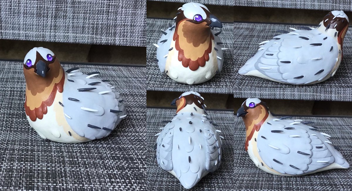 Lunawolf442's tweet image. New sculpture made for a character trade! Love how this one came out, I had a lot of fun placing all the quills. Definitely had to hold it carefully while painting! 

4 inches long and 2 3/4 inches tall, made of polymer clay, foil, wire, and acrylic paint 

#sculpture