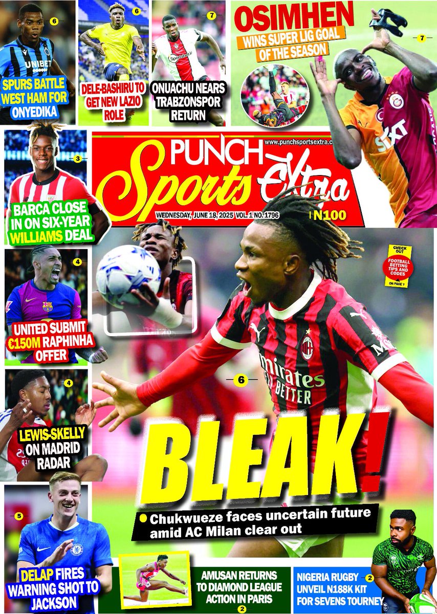 18 JUNE 2025 HEADLINES <a href="/CoverpagesNg/">Cover Pages</a>