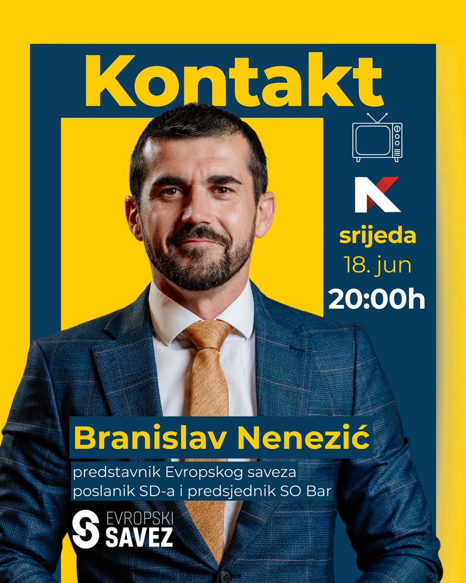 📣Emisija Kontakt - večeras u 20h na TV Nikšić!
<a href="/BaneNenezic/">Bane Nenezic</a> <a href="/SD_CRNAGORA/">Socijaldemokrate Crne Gore</a>