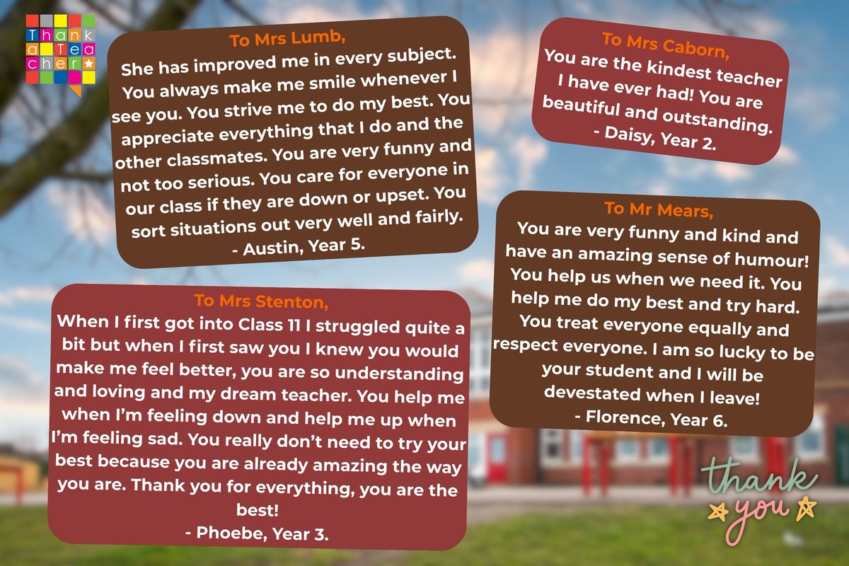 #nationalthankateacherday
We are so grateful for all the amazing staff in our schools.
They work so hard and give so much. 
Thorpe Hesley Primary School.
#makingadifference 
#openingdoorstoabrighterfuture