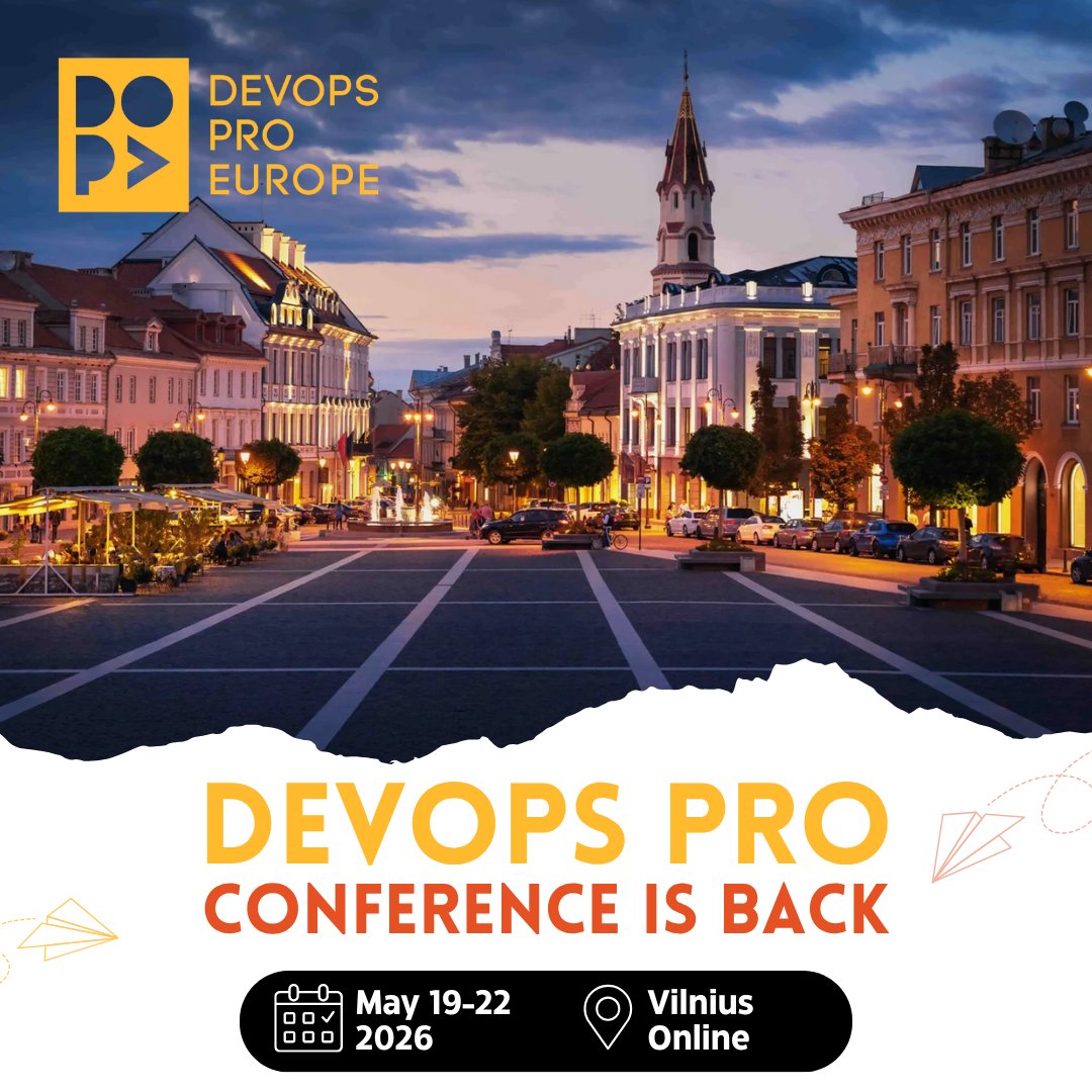 🎉 DevOps world — we’re back! 🎉

The ultimate DevOps experience returns May 19–22, 2026 — Vilnius + Online 🌍

🚀 Tools. Stories. Strategies.

✅ Register now → devopspro.lt
🎤 Speak → airtable.com/app2OG5hAK2bnF…
🤝 Sponsor → online.fliphtml5.com/ccpzp/drsb/#p=1