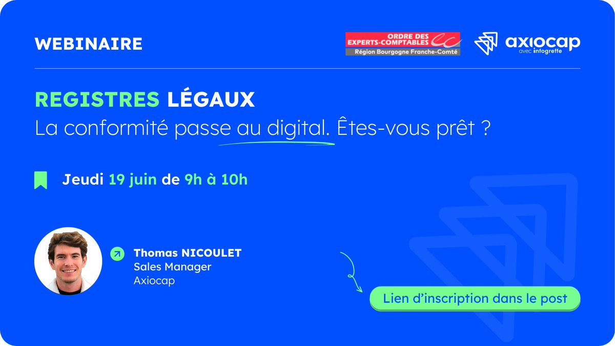 ⏰ Experts-comptables : dernière ligne droite pour vous inscrire !

📅 Demain à 9h, découvrez comment digitaliser la gestion des registres légaux et dire adieu à la paperasse chronophage.

Inscription 👉🏼 bit.ly/3FtYZOr