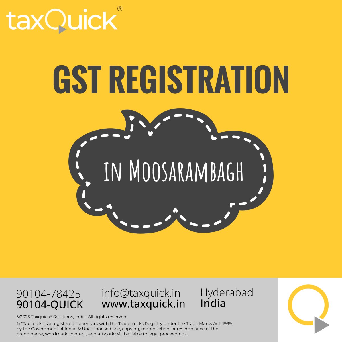 TaxQuickIndia's tweet photo. 📍 Moosarambagh Startups 
📌 GST Registration in 3 Simple Steps
✅ Quick Filing
✅ Clear Guidance
✅ Trusted Service
Powered by TaxQuick
📞 90104-78425 🌐 https://t.co/tEYEXbtrRi
#GSTRegistration #Moosarambagh #TaxQuick

https://t.co/6vLOFLXej2 https://t.co/6WoHRebyHP