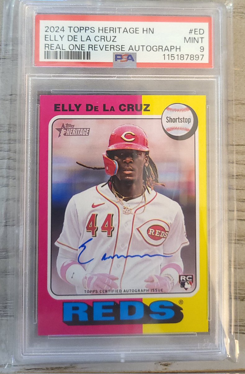 jrstew2016's tweet image. 2024 Topps Heritage HIGH NUMBER Elly De La Cruz RC Reverse ROA #RR0A-ED PSA 9 (POP 3 - Nothing higher).
$800 - includes shipping.
#thehobby
#PSA
#TOPPS