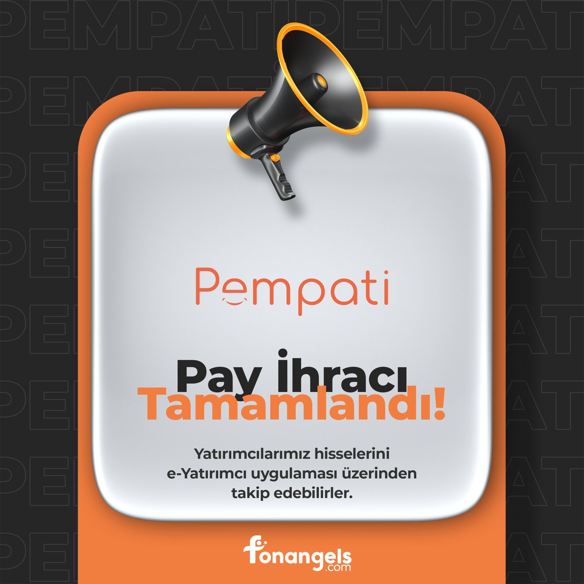 Metastore İnternet Hizmetleri Ticaret Anonim Şirketi'ne ait “Pempati” projesinin Takasbank ve MKK nezdinde gerçekleştirilen finansal kapanış işlemleri tamamlanmıştır. Pay adet bilgisi MKK’nın e-yatırımcı uygulamasında görünmekte olup 18/06/2025 tarihinde, toplanan fonun girişim