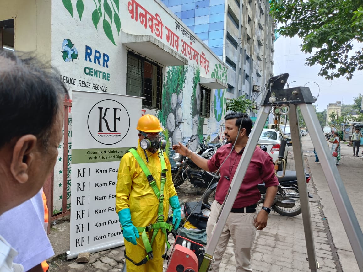 Kam Foundation (@kam_foundation) on Twitter photo A practical demonstration of Tripod & Safety Harness was conducted at Wanawadi Ward under the Behaviour Change Program for Sanitation Soldiers of
<a href="/PMCPune/">PMC Care</a> 
Supported by: Parimal & Pramod Chaudhari Foundation
#SafeSanitation #SanitationSoldiers #KAMFoundation #Pune #MoHUA A practical demonstration of Tripod & Safety Harness was conducted at Wanawadi Ward under the Behaviour Change Program for Sanitation Soldiers of
<a href="/PMCPune/">PMC Care</a> 
Supported by: Parimal & Pramod Chaudhari Foundation
#SafeSanitation #SanitationSoldiers #KAMFoundation #Pune #MoHUA
