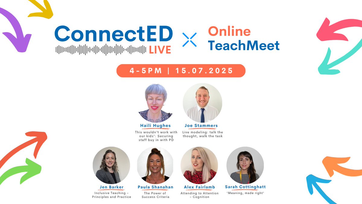 Two new speakers have joined our lineup for the next #ConnectEDLive Online #TeachMeet. 

Secure your spot today to hear passionate educators share practical insights you can apply immediately. 
events.teams.microsoft.com/event/e303a1b5…

<a href="/ttct_ceo/">Chief Executive Officer</a> @hugheshaili <a href="/Mr_Stammers/">Joe Stammers</a> #BestYet