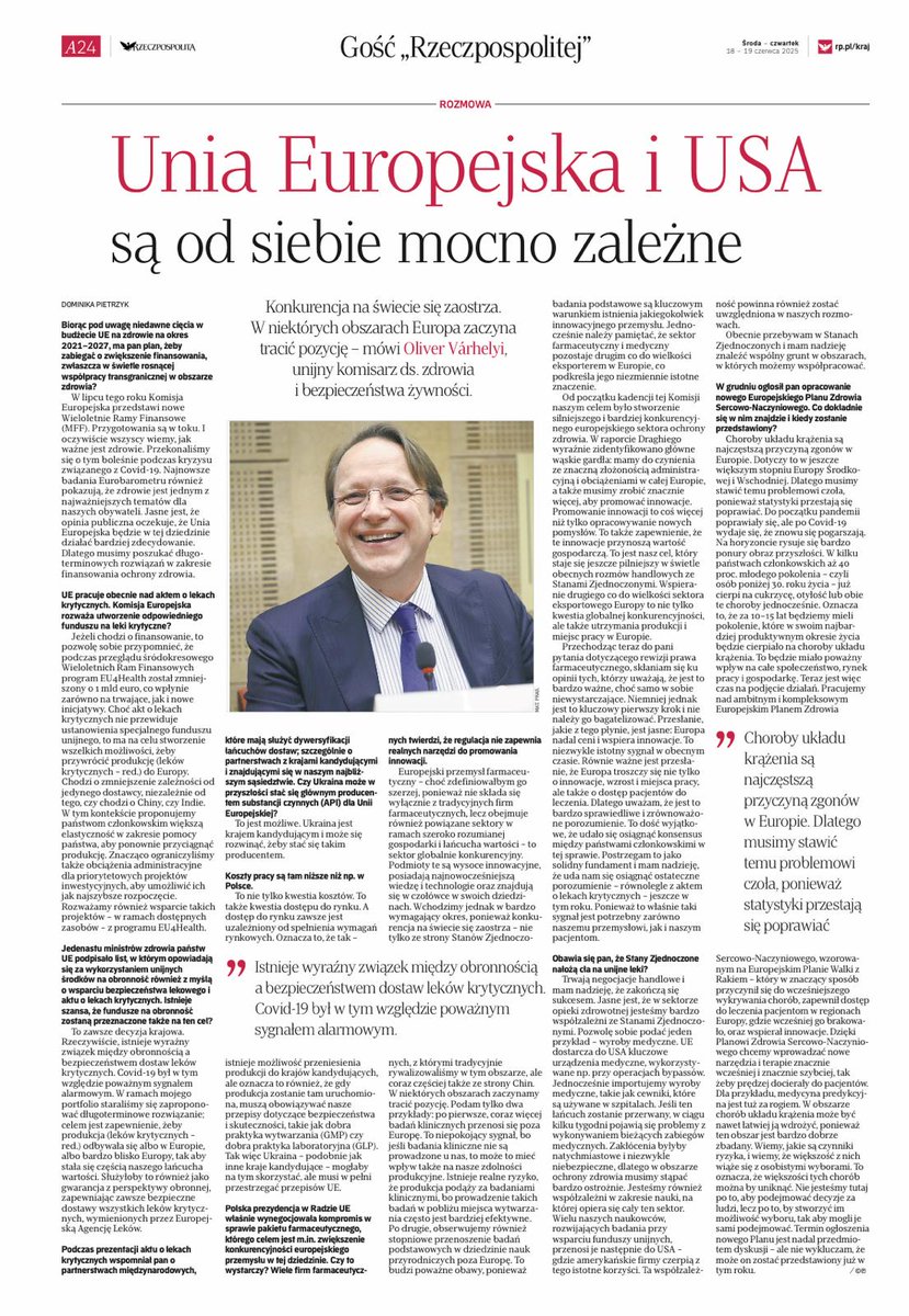 Health is top of mind for EU citizens. Today in <a href="/rzeczpospolita/">Rzeczpospolita</a>, I explain :
🔹Our work towards stronger European healthcare industry
🔹Why medicine production must return to Europe
🔹How we're tackling heart disease
Full interview ⤵️
rp.pl/ochrona-zdrowi…