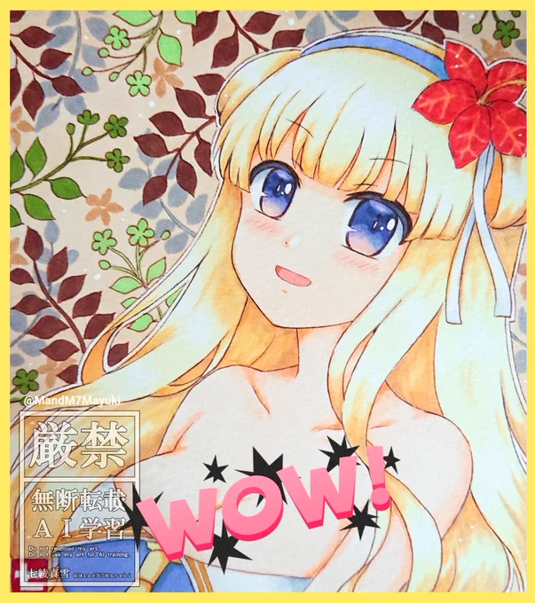 小さい色紙にフレッチャーちゃん 描いてました水着 今日もセクシーは隠すのです #フレッチャー
