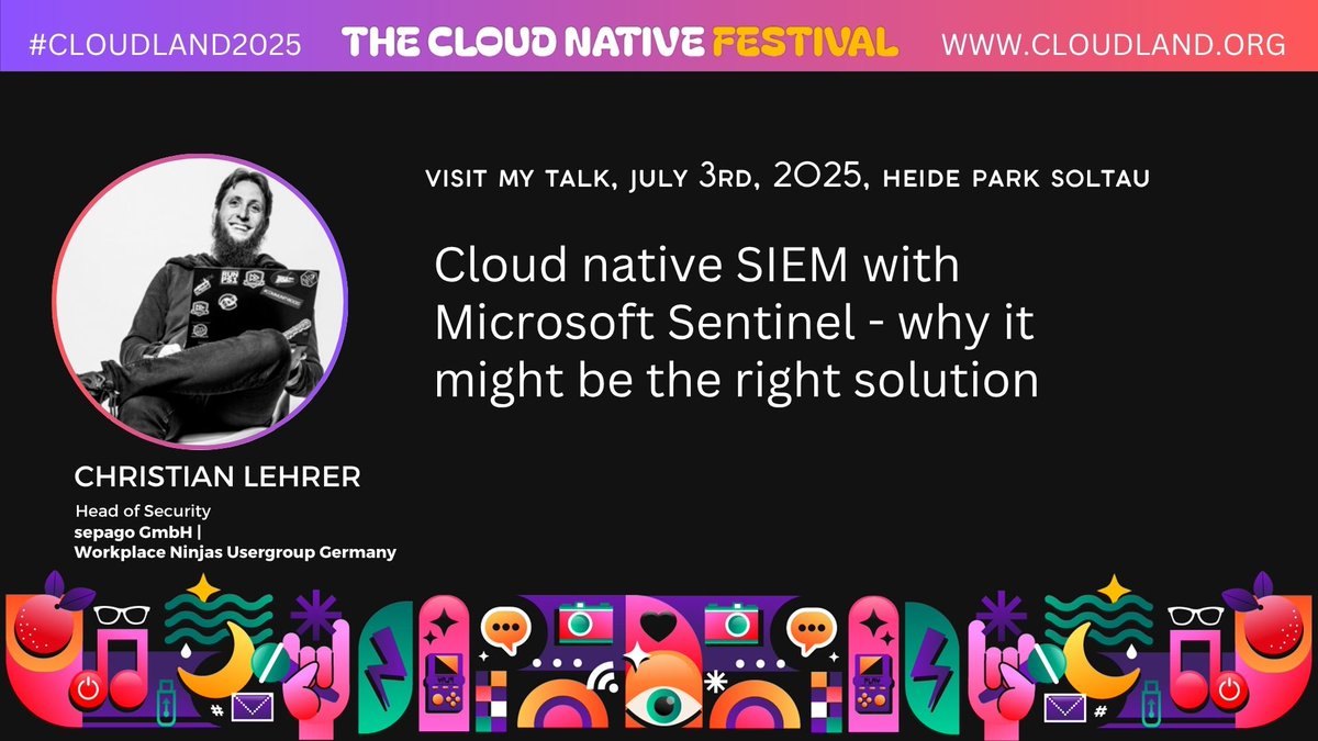 #Microsoft bewirbt #Sentinel als simple Komplettlösung für alle SIEM-Anforderungen. Christian Lehrer behandelt auf der #CloudLand2025 wichtige Aspekte der Implementierung und mehr.

Weitere Infos ➡️ scomp.ly/BmWY1gl

#CloudNative ☁️

Zum Event ➡️ cloudland.org