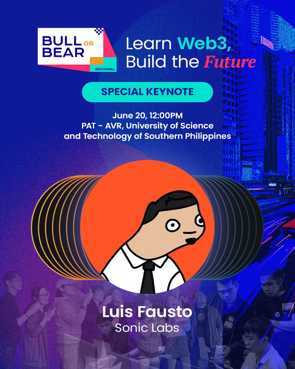 From discovering Bitcoin in 2017 to leading marketing efforts at Sonic— Luis Fausto’s crypto journey is one of passion, persistence, and purpose. Catch him at Bull or Bear as he takes the stage for a special keynote! 🚀

Happening on June 20, 12:00PM at PAT-AVR, University of