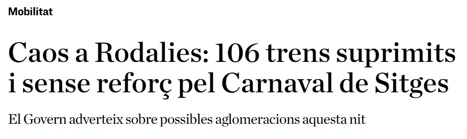 🤡Farà tant goig com el “servei especial” del Carnaval de Sitges? 

Si és així, millor anar-hi caminant o acabarem veient els focs artificials des de l’andana.