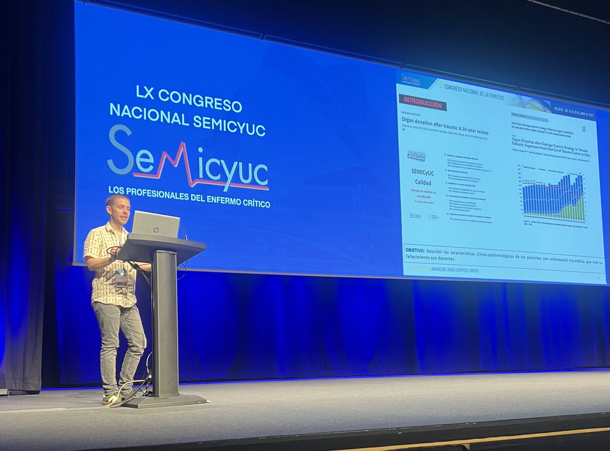 A primera hora ya en el Congreso ⁦<a href="/semicyuc/">SEMICYUC</a>⁩ ⁦<a href="/ucite12/">UCI de Trauma y Emergencias. Hospital 12 Octubre</a>⁩ con Jesús Barea presentando resultados del registro Retrauci