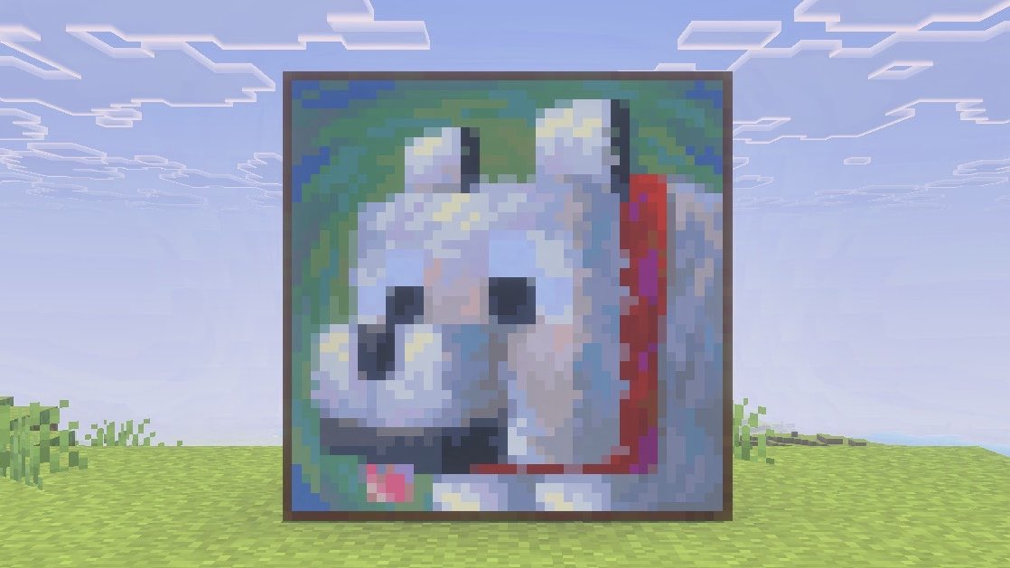 HSstudio300's tweet image. 【マイクラ1.21.90】
新たな絵画がサプライズ追加！
映画マイクラに登場したデニスの絵画が元ネタになっています！
※現状統合版限定