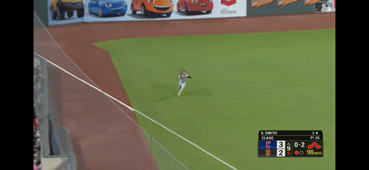 2OutRallyJR's tweet photo. @BaseballJeff1 Here’s where Kwan was making his catch. His throw did bounce, and Lee is faster than Arias. It’s fair to say Kwan got rid of it quicker. But the Arias play was so close that it was challenged.  This would have required a nice play by the catcher. To say it was a sure out is wrong https://t.co/Czlaoqj0k2