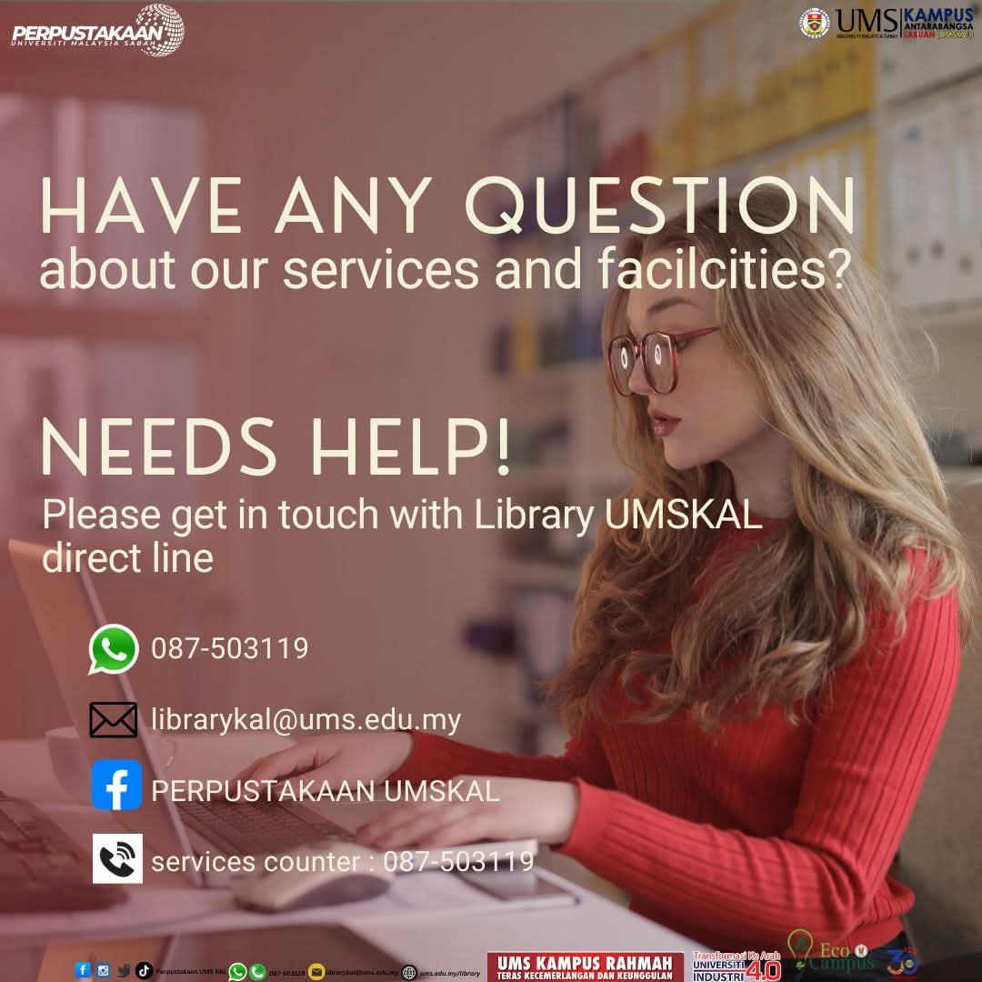 Libkal_UMS's tweet image. Hi, Our Beloved User.
Do you have any question about services and facilities we provide. Now... you can contact us via direct line if you need a help
😊😊 

#Contactus
#LibraryUMSKAL