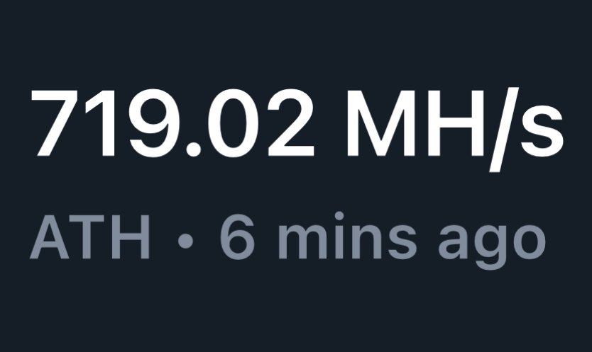 🔵 719.02 MH/s 🔵  
$QUBIC ⛏️ $XMR 

The $QUBIC train keeps rolling! It hit another hashrate all-time high above 700MH/s!!

With its AI-driven tickchain and unique Useful Proof of Work (UPoW) system powering smart contracts and dApps like never before.

Let’s gooooooo!
800MH/s