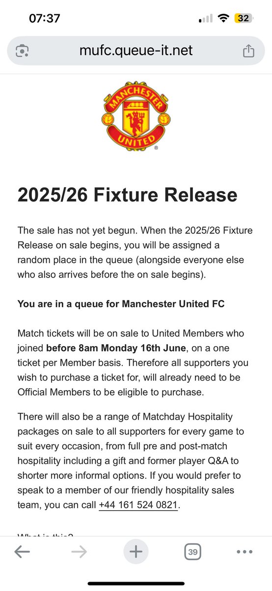 MUFSeeAlerts's tweet image. Tickets go on sale at 11am and still no pricing or category info from #MUFC.
Members are expected to join long queues with no idea of price. No transparency, no respect for loyalty.
As a minimum, they should have published pricing info in the waiting room.