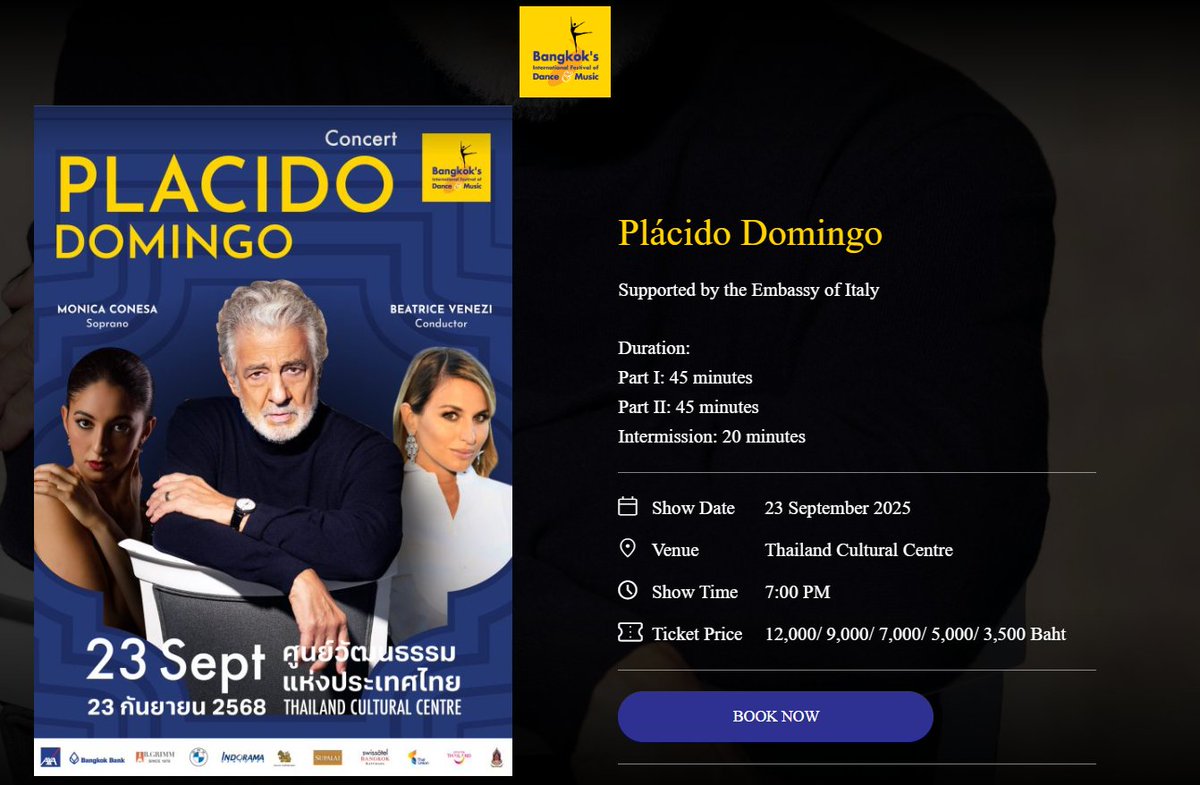Yoland Kwok (@yoland_kwok) on Twitter photo <a href="/PlacidoDomingo/">Placido Domingo</a> is coming to Thailand this September, his first trip in Bangkok joining the 27th Bangkok International Dance &Music Festival, show on Sep 23. Info &book here: bangkokfestivals.com/program/placid… <a href="/PlacidoDomingo/">Placido Domingo</a> is coming to Thailand this September, his first trip in Bangkok joining the 27th Bangkok International Dance &Music Festival, show on Sep 23. Info &book here: bangkokfestivals.com/program/placid…