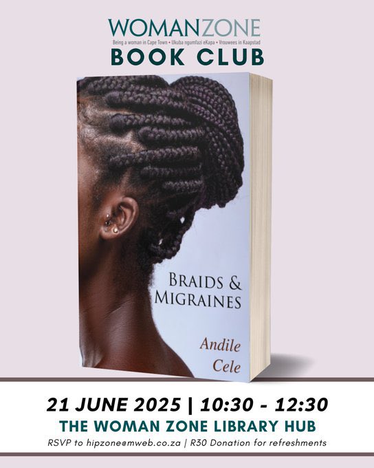 Maryam Adams (@maryamadams_) on Twitter photo Looking forward to interviewing <a href="/andileceleh/">Andile Cele</a> about her book ‘Braids & Migraines’ on Saturday at the <a href="/WomanZoneCT/">Woman Zone Cape Town</a> Book Club. More details below and it would be great to see you there! ✨ Looking forward to interviewing <a href="/andileceleh/">Andile Cele</a> about her book ‘Braids & Migraines’ on Saturday at the <a href="/WomanZoneCT/">Woman Zone Cape Town</a> Book Club. More details below and it would be great to see you there! ✨