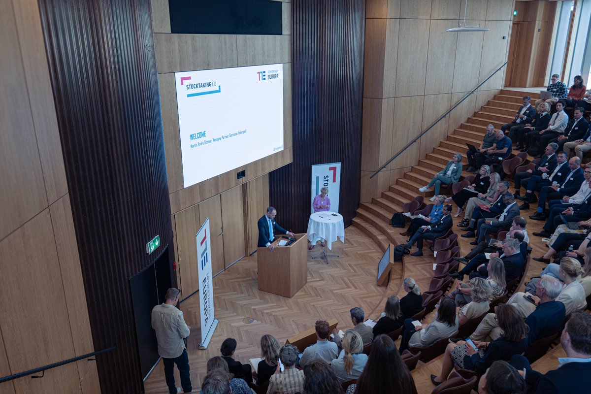 thinkeuropa's tweet photo. Our first #StocktakingEU conference is underway!

Martin André Dittmer from @GorrissenF opens the day with a warm welcome to participants — setting the tone for a day of insight and discussion on Europe’s competitiveness and The upcoming Danish EU presidency.

#eudk #dkpol https://t.co/8yKZgOTysD