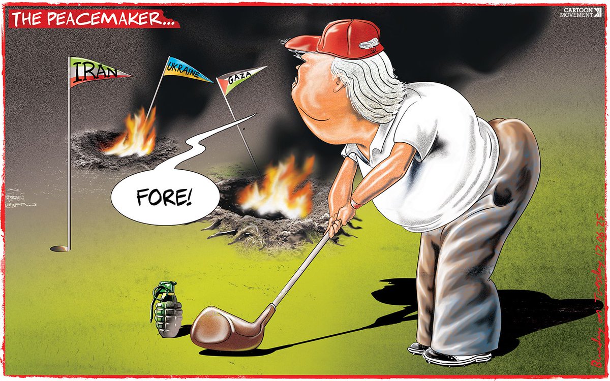 The peacemaker. Today’s cartoon by Andy Bunday. More cartoons: buff.ly/9xcLiOK

#Trump #peacemaker #dealmaker #Iran
