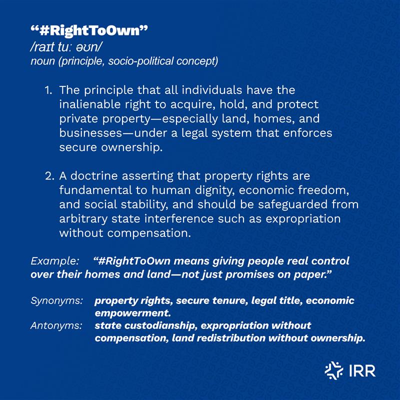 IRR_SouthAfrica's tweet photo. The #RightToOwn

Sign the petition: https://t.co/0VFDS3BBir

#WhatSACanBe 🇿🇦 https://t.co/RnQmd9IMAF