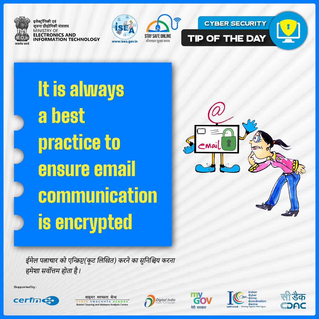 InfoSecAwa's tweet image. #Tipoftheday
🔐 Encrypt emails to stay safe. Are yours protected?

#EmailEncryption #CyberSafety #OnlineSecurity #ISEAIndia #DataProtection #SecureCommunication #DigitalPrivacy #CyberTips #InfoSec #StaySafeOnline #EncryptionMatters #SafeEmail #CyberAware