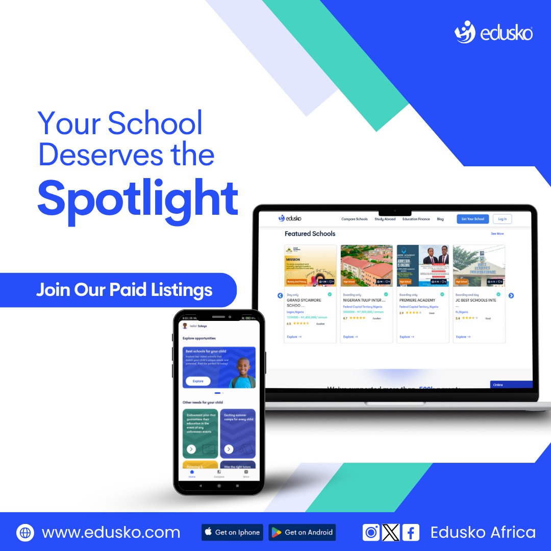 EduskoAfrica's tweet image. Put your school in the spotlight and reach more parents with Edusko’s paid listings.

Start now at edusko.com or call 07052704253.

#ParentingTips #QualityEducation #Gentleparenting #Edusko #SchoolTalks #EduskoParentTips