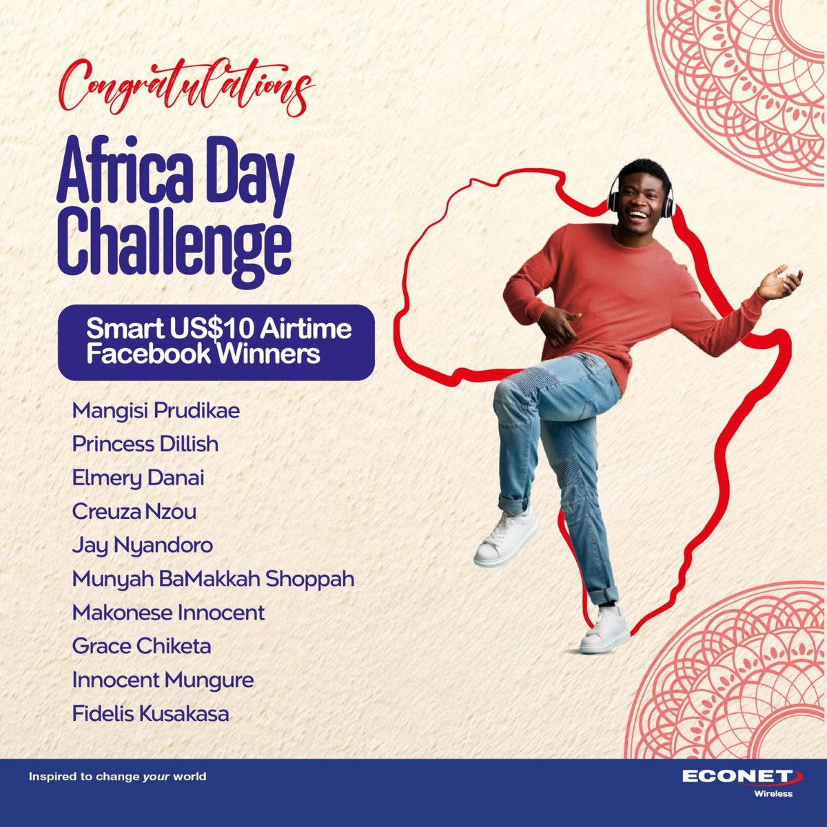 Congratulations to our Africa Day Challenge winners.

You each win US$10 Smart Airtime for showing us the true African vibe!

📩 Please inbox us your contact details to claim your reward.

Keep celebrating Africa.

Thank you for participating.