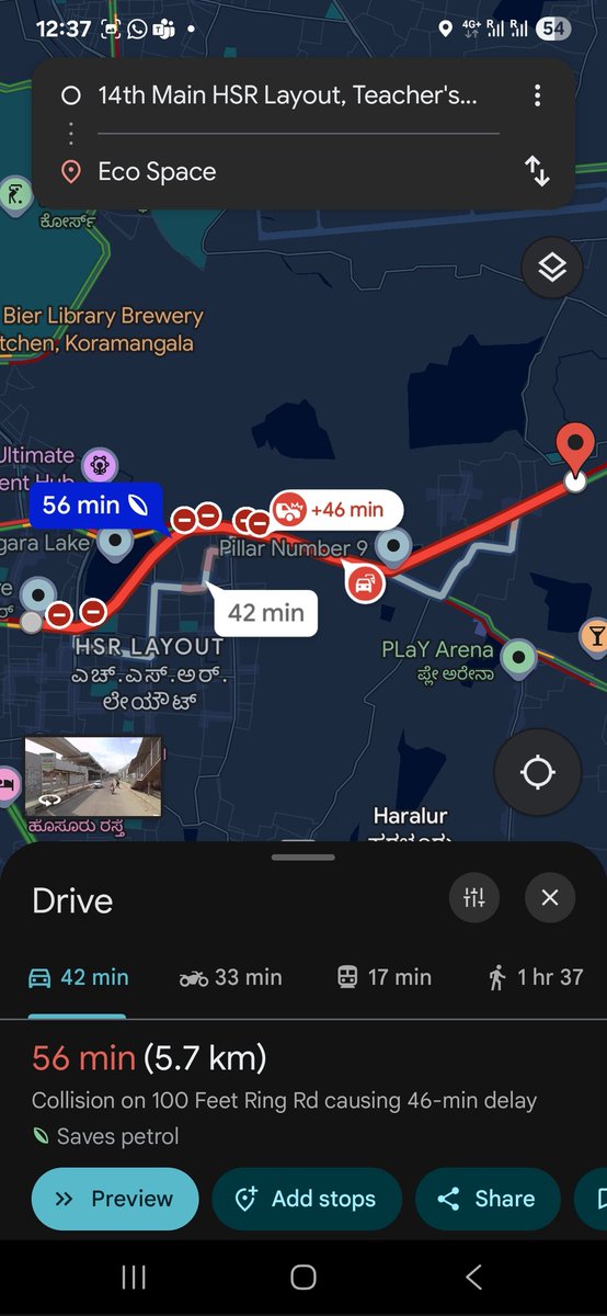 sanju_soh1's tweet photo. ORR traffic collapsed at Ecospace. 500 route was a nightmare — BSK to Whitefield took 3 hrs. HSR to Ecospace (6KM) took 1 hr 45 mins. 

Service lanes must be bus-only till Ecospace. 100% feasible, but no one wants to promote public transport. Who's responsibility?
@ChristinMP_ https://t.co/a4cxcYZToO