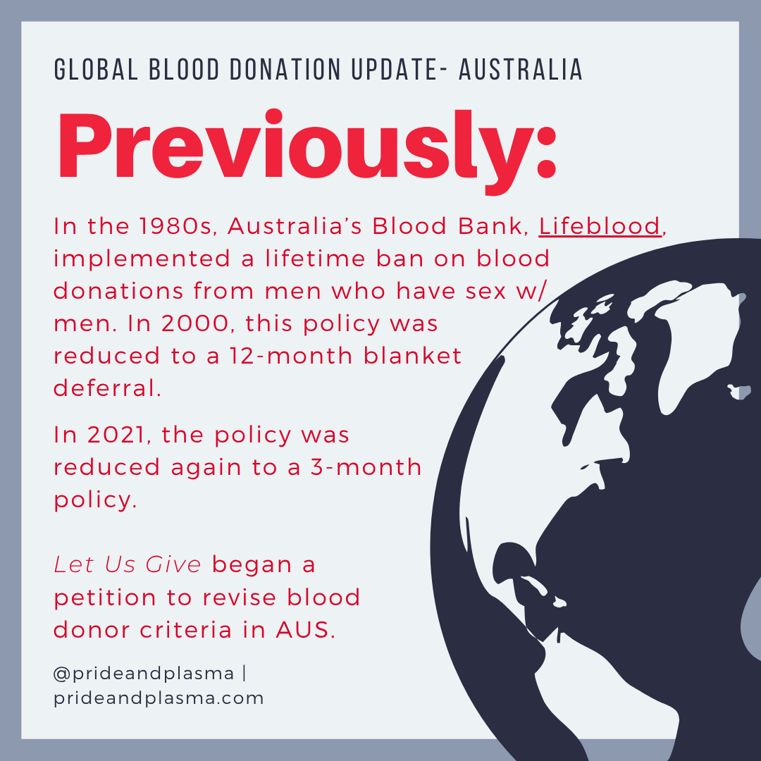 prideandplasma's tweet photo. Today @lifebloodau announced revisions to their blood donor eligibility criteria, replacing a #queerbloodban with an #individualriskassessement as well as a new plasma pathway. 

#fda #bloodban #lgbtq #lgbtqrights #gayblooddrive #prideandplasma https://t.co/Y5z9BN6Cp7
