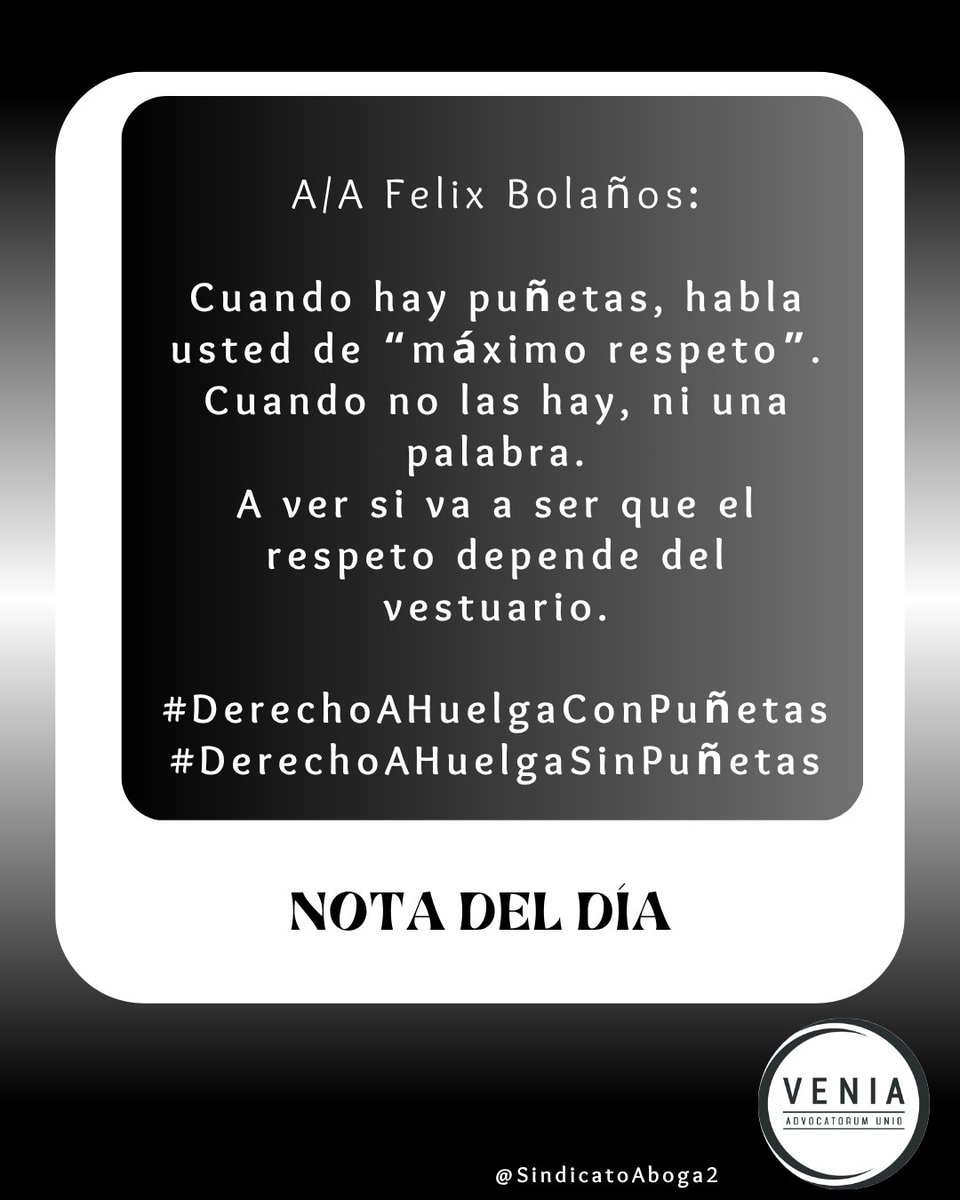 “¿Las puñetas dan derecho al respeto?”
#DerechoAHuelgaConPuñetas
#DerechoAHuelgaSinPuñetas
#Con0PuñetasLaHuelgaEsUnDerecho