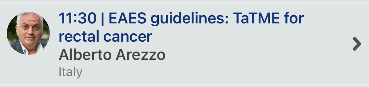 Alberto Arezzo (@albertoarezzo) on Twitter photo Today 11:30 MR6 presentation of the new EAES guidelines on TaTME for rectal cancer treatment at the 33rd Annual Congress of the European Association for Endoscopic Surgery. Another hard work of the EAES Guidelines Committee.
<a href="/EAES_eu/">EAES</a>
<a href="/cittasalute_to/">AOU CittàdellaSalute</a>
<a href="/unito/">Università di Torino</a>
Stavros Antoniou Today 11:30 MR6 presentation of the new EAES guidelines on TaTME for rectal cancer treatment at the 33rd Annual Congress of the European Association for Endoscopic Surgery. Another hard work of the EAES Guidelines Committee.
<a href="/EAES_eu/">EAES</a>
<a href="/cittasalute_to/">AOU CittàdellaSalute</a>
<a href="/unito/">Università di Torino</a>
Stavros Antoniou