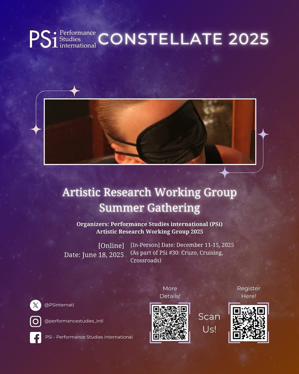 The ARWG invites our members to meet, engage, reframe &amp; rearticulate one another’s preoccupations. Each participant is invited to offer a current interest they are exploring through their Artistic Research practice.

To register for the program, scan the QR codes in the image