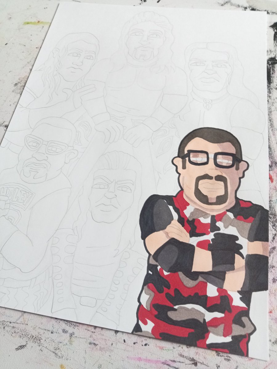 ManInPaintUK's tweet photo. PUTTING A QUICK bit of work into my piece based on one of my favourite matches from the #AttitudeEra... #TLCII at #WrestleManiaXSeven 🤓🎨👌🏻💪🏿💥 #WorkInProgress 

#artistsonx #maninpaint #80sbaby #geek #geekartist #geekart #proudgeek #retrogeek #geeklife #popculture #art https://t.co/ZwhzLiENLZ