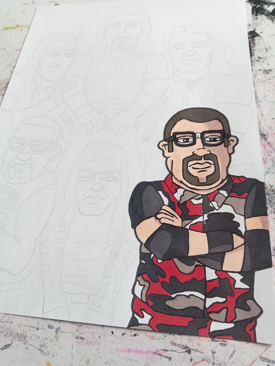 ManInPaintUK's tweet photo. PUTTING A QUICK bit of work into my piece based on one of my favourite matches from the #AttitudeEra... #TLCII at #WrestleManiaXSeven 🤓🎨👌🏻💪🏿💥 #WorkInProgress 

#artistsonx #maninpaint #80sbaby #geek #geekartist #geekart #proudgeek #retrogeek #geeklife #popculture #art https://t.co/ZwhzLiENLZ